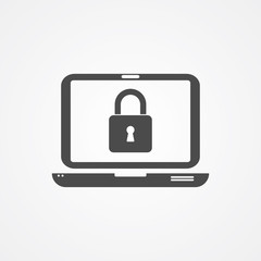 Locked laptop vector icon sign symbol