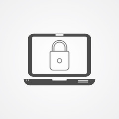 Locked laptop vector icon sign symbol