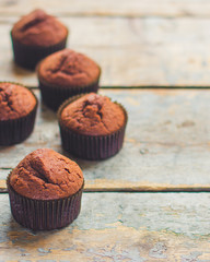 muffins chocolate (cupcakes) chocolate dessert. top view.