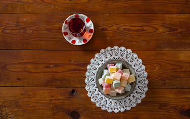 Turkish delight served with tea