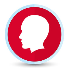 Head male face icon flat prime red round button