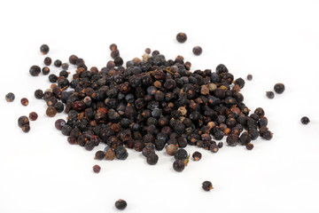 Dry juniper fruit isolated on a white background