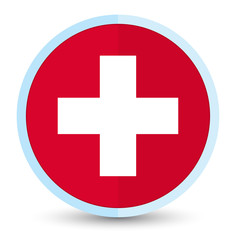 Plus icon flat prime red round button