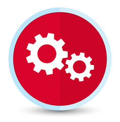 Process icon flat prime red round button