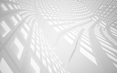 Abstract white interior highlights future. Architectural background. 3D illustration and rendering