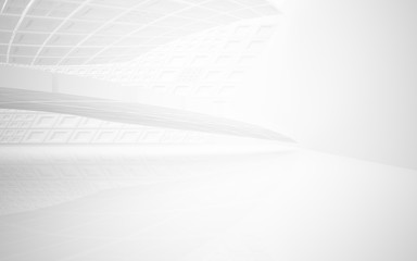 Abstract white interior highlights future. Architectural background. 3D illustration and rendering