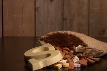 Dutch kruidnootjes and chocolate letter for the Sinterklaas celebration