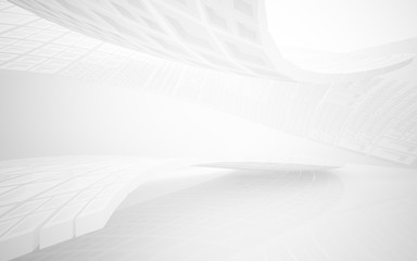 Abstract white interior highlights future. Architectural background. 3D illustration and rendering