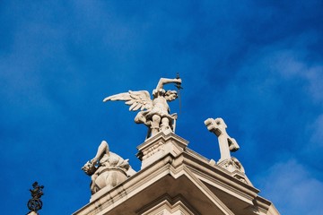 Fragment of Saint Andrea Apostle,'s Church (Chiesa di Sant'Andrea Apostolo). Brunate, Como, Italy. Summer, sunny day. Italy architecture and landmark.