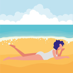 young woman with swimsuit