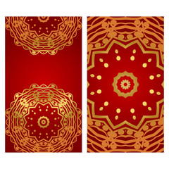 Templates for greeting and business cards. Vector illustration. Oriental pattern with. Mandala. Wedding invitation.