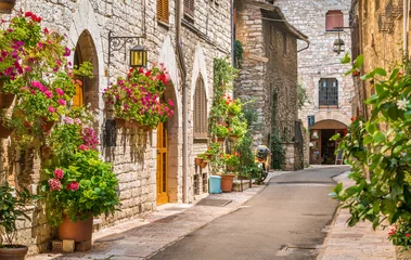 Deurstickers Een pittoresk gezicht in Assisi. Provincie Perugia, Umbrië, Midden-Italië. © e55evu