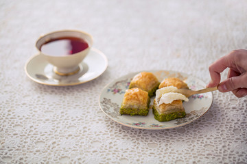 Turkish Baklava and tea