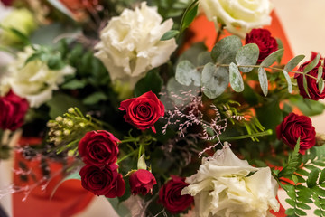 Beautiful bouquet of flowers close up .