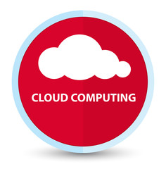 Cloud computing flat prime red round button