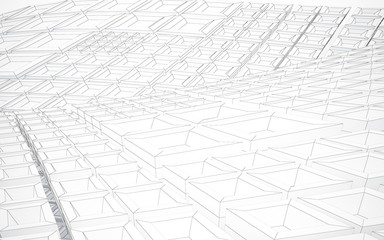 Abstract white interior highlights future. Polygon drawing. Architectural background. 3D illustration and rendering