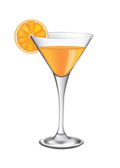 Orange cocktail glass, vector illustration