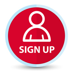 Sign up (member icon) flat prime red round button