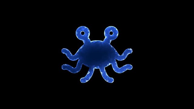 Symbol pastafarianism. Blue Electric Glow Storm. looped video. Alpha channel black