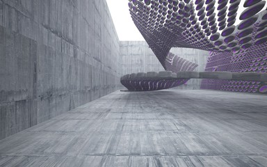 Obraz premium Empty dark abstract glass violet and concrete smooth interior. Architectural background. 3D illustration and renderin