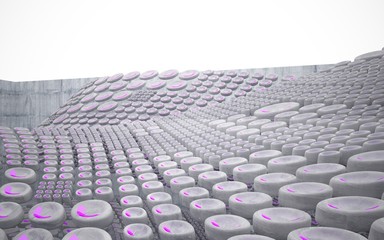 Fototapeta premium Empty dark abstract glass violet and concrete smooth interior. Architectural background. 3D illustration and renderin