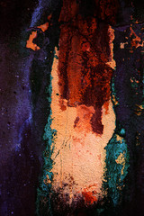 Empty old art texture of plaster brick wall. Painted bad scratched surface in fissures of painted...