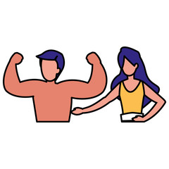 strong man with beautiful woman