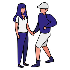 young couple modeling characters