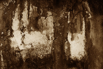 Empty old art texture of plaster brick wall. Painted bad scratched surface in fissures of painted...