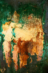 Empty old art texture of plaster brick wall. Painted bad scratched surface in fissures of painted...