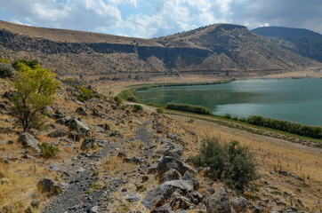 walking path around Narligol Crater Lake  Narkoy, Nigde province, Turkey
