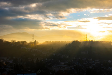 Fototapeta premium Mist over the Town