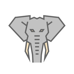Stylized geometric Elephant head illustration. Vector icon tribal design
