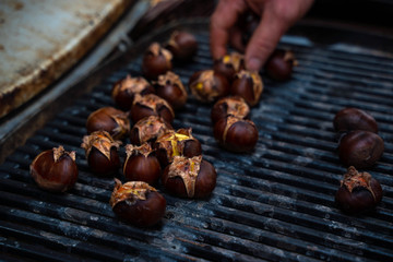 Roasted chestnuts at street vendor