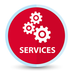 Services (gears icon) flat prime red round button