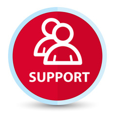 Support (group icon) flat prime red round button