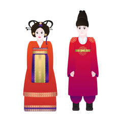 Korean traditional wedding couple vector