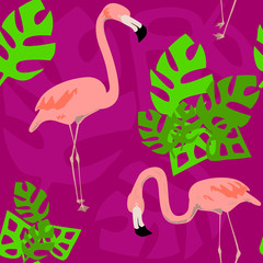 Bright flamingo pattern. Seamless vector pattern
