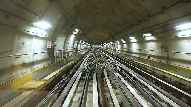 Perspective view of subway tunnel