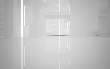 Abstract white interior highlights future. Architectural background. 3D illustration and rendering