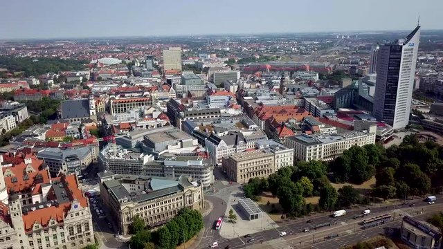 Aerial Downtown View Leipzig Germany