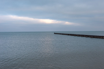 Steel divider as leading line on Lake Michigan
