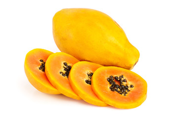 ripe slice papaya isolated on a white background