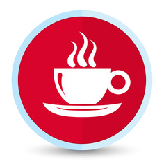 Coffee cup icon flat prime red round button