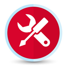 Settings icon flat prime red round button