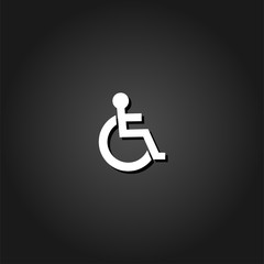 Disabled icon flat. Simple White pictogram on black background with shadow. Vector illustration symbol