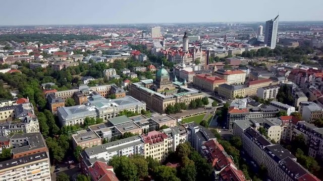 Aerial Downtown View Leipzig Germany