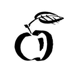 Apple vector sketch icon isolated on background. Hand drawn ink brush illustration. Icon for infographic, website or app
