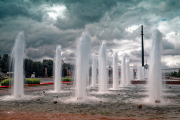 Fountains on Poklonnaya hill in victory Park on Poklonnaya hill .