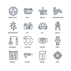 Atom, Beaker, Blaster, Chemical, Droid, Radioactivity, Microorga